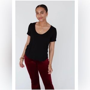 NWT-Scoop Neck Bralette Tee-Three Bird Nest-Black-Medium